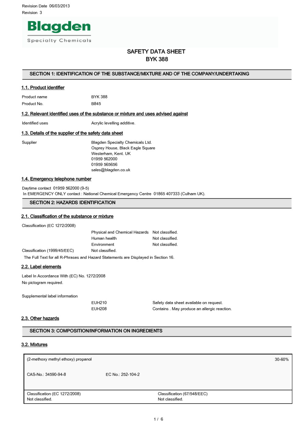 Byk 388 Msds Download