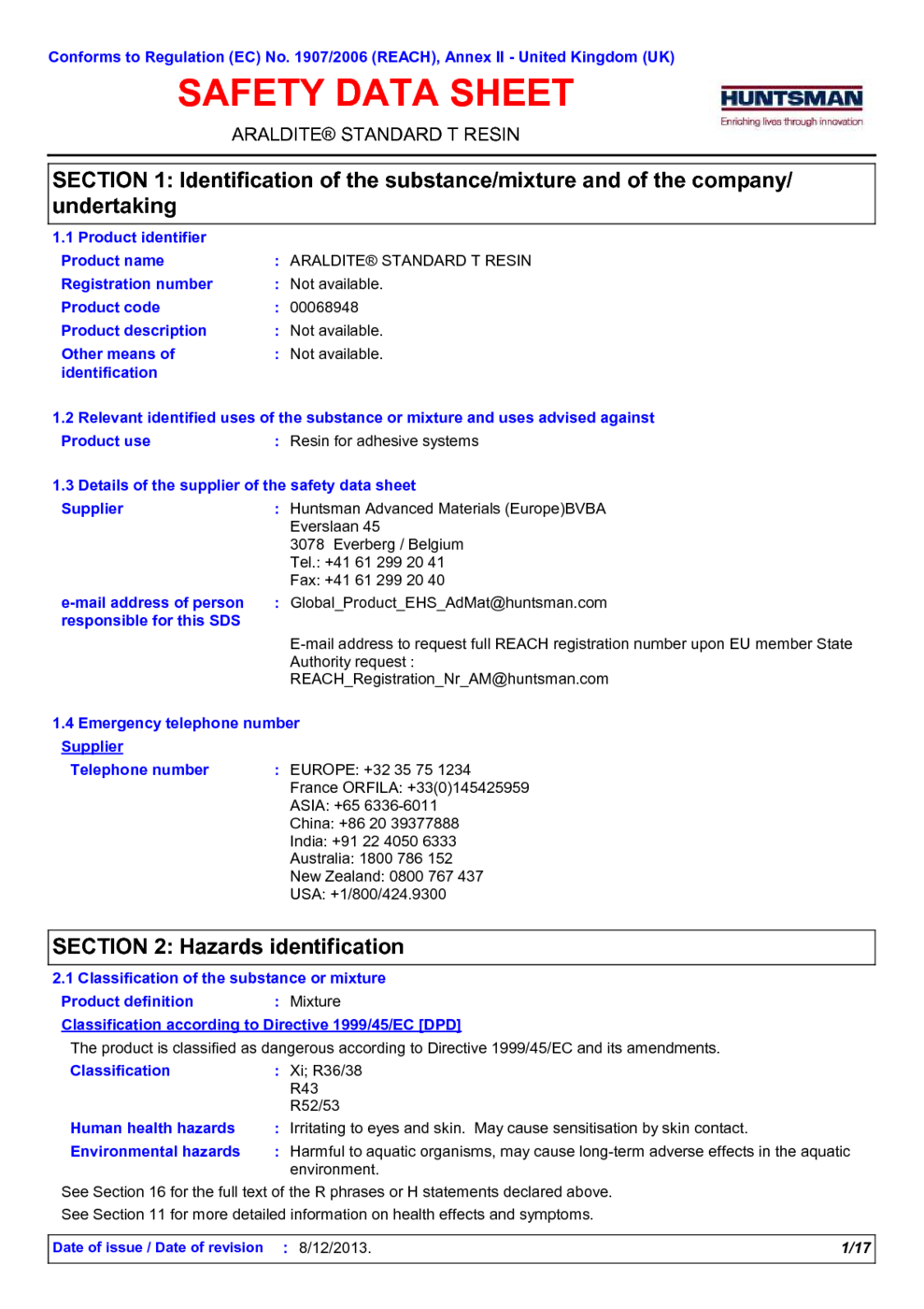 EPOCAST 1617 A US MSDS Download