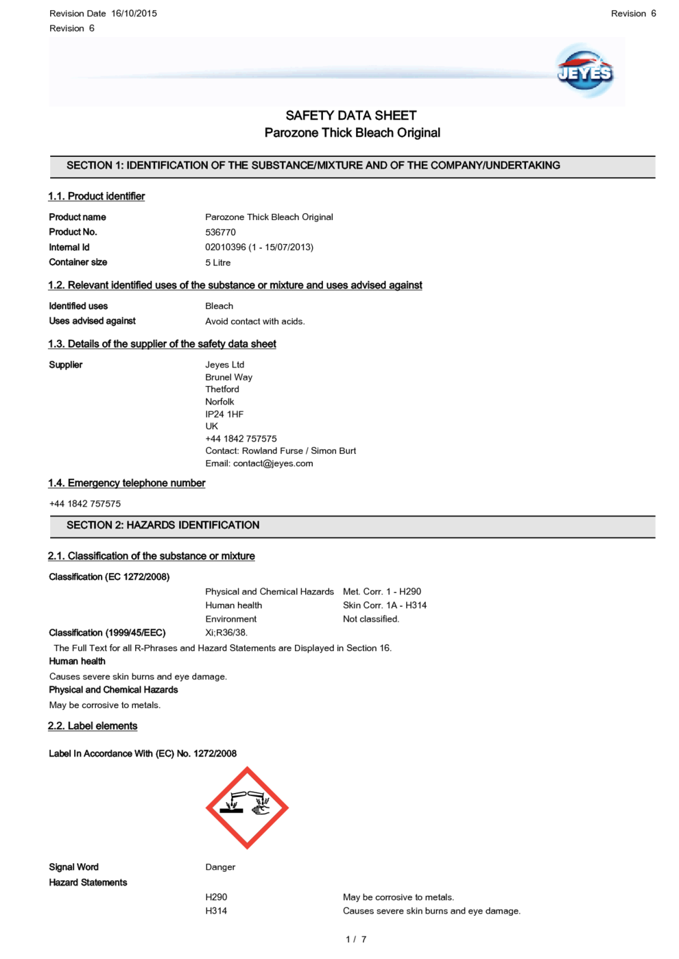 Bleach Safety Data Sheet 2025 Keith Graham