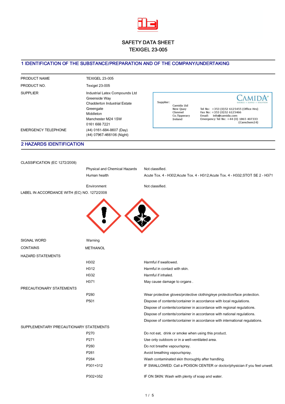 TEXIGEL 23-005 MSDS Download