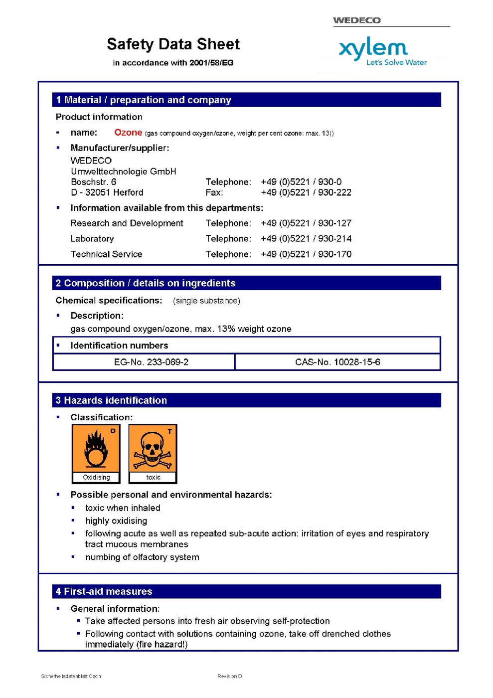 Ozone Msds Download