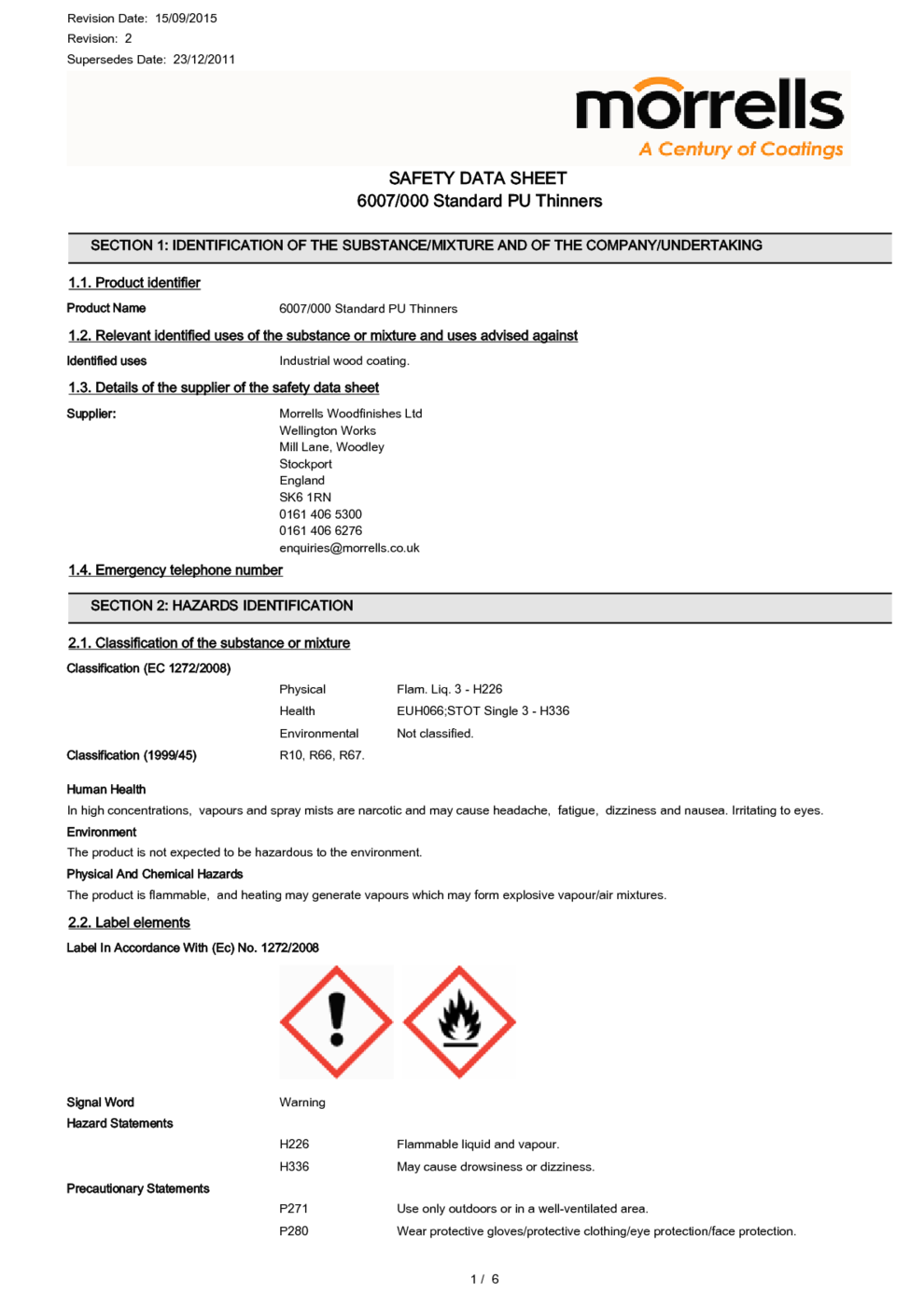 6007/000 Standard PU Thinners MSDS Download