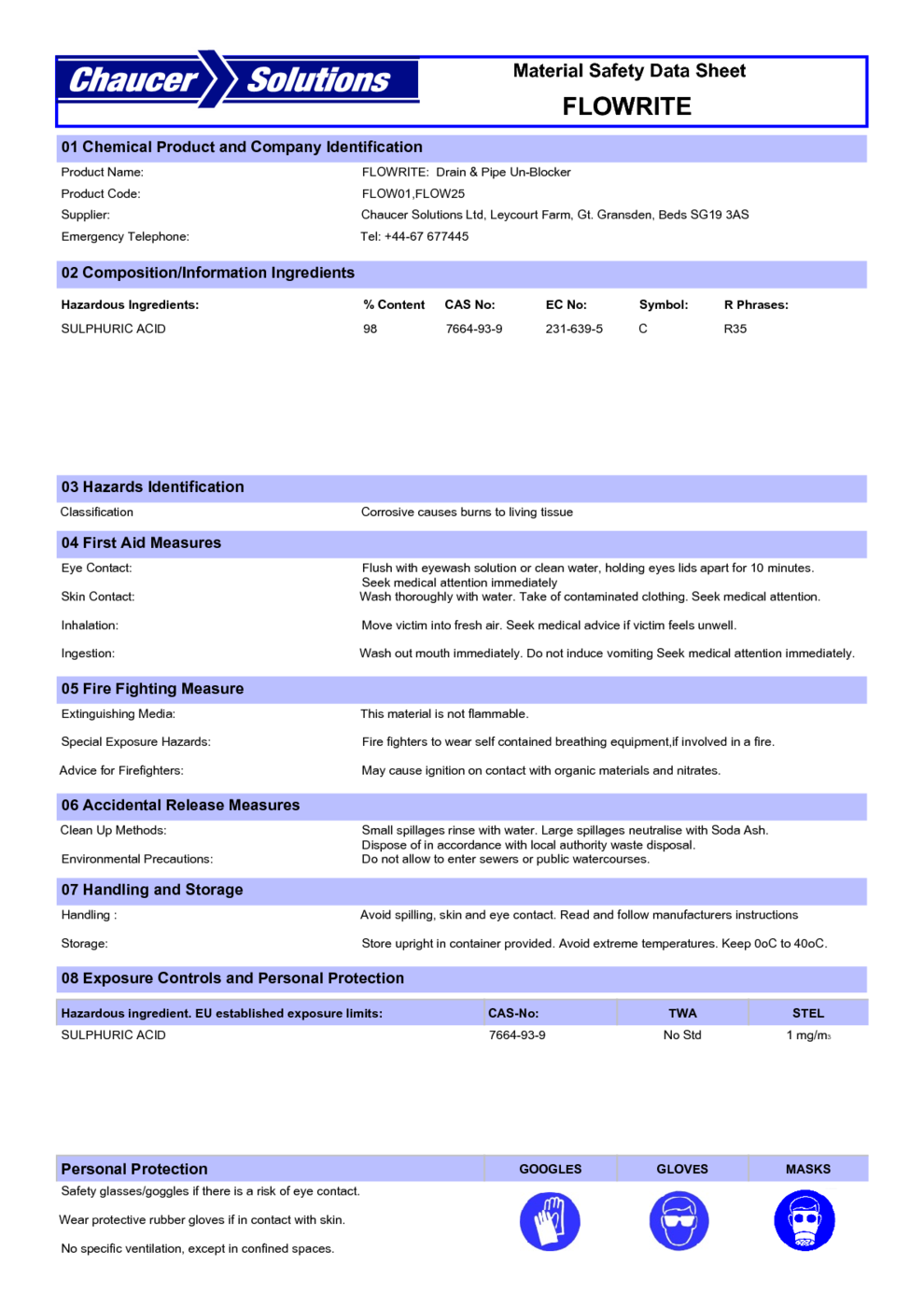 FLOWRITE MSDS Download