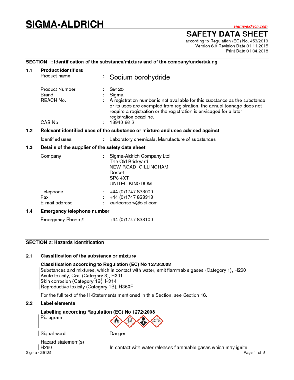 Sodium Borohydride Msds Download