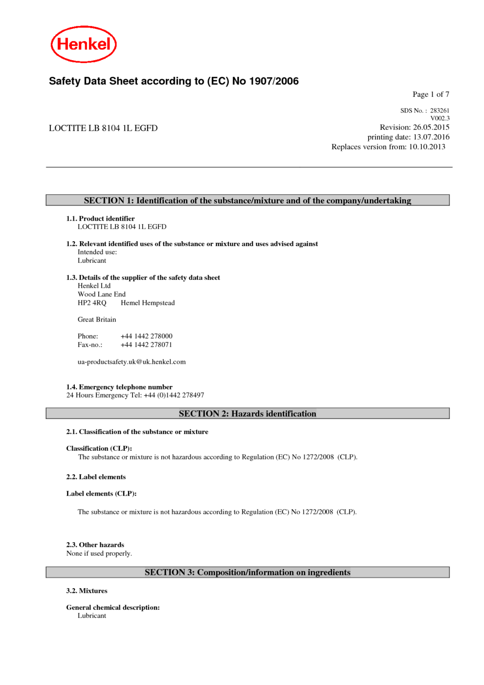 LOCTITE LB 8104 1L EGFD MSDS Download