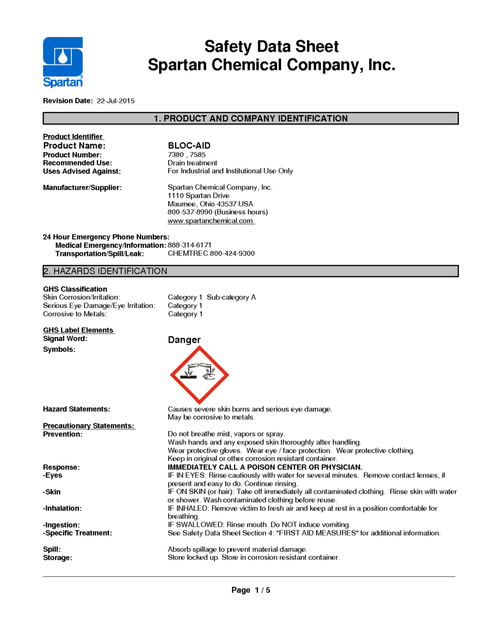 BLOC-AID MSDS Download