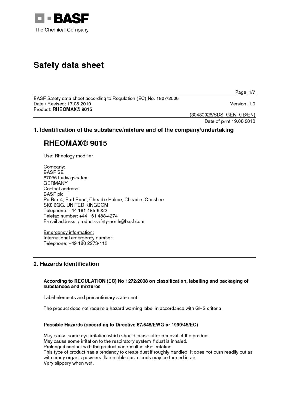 MASTERTOP P 686 W, P.B MSDS Download