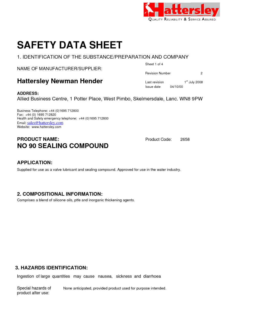 No Sealing Compound Msds Download