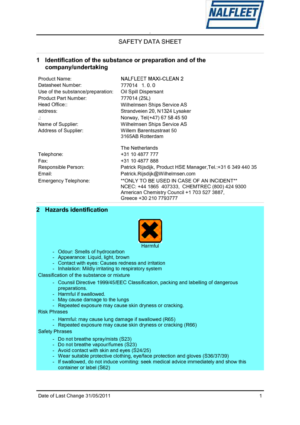 310605 DUALCERT FD&C BLUE 1 MSDS Download