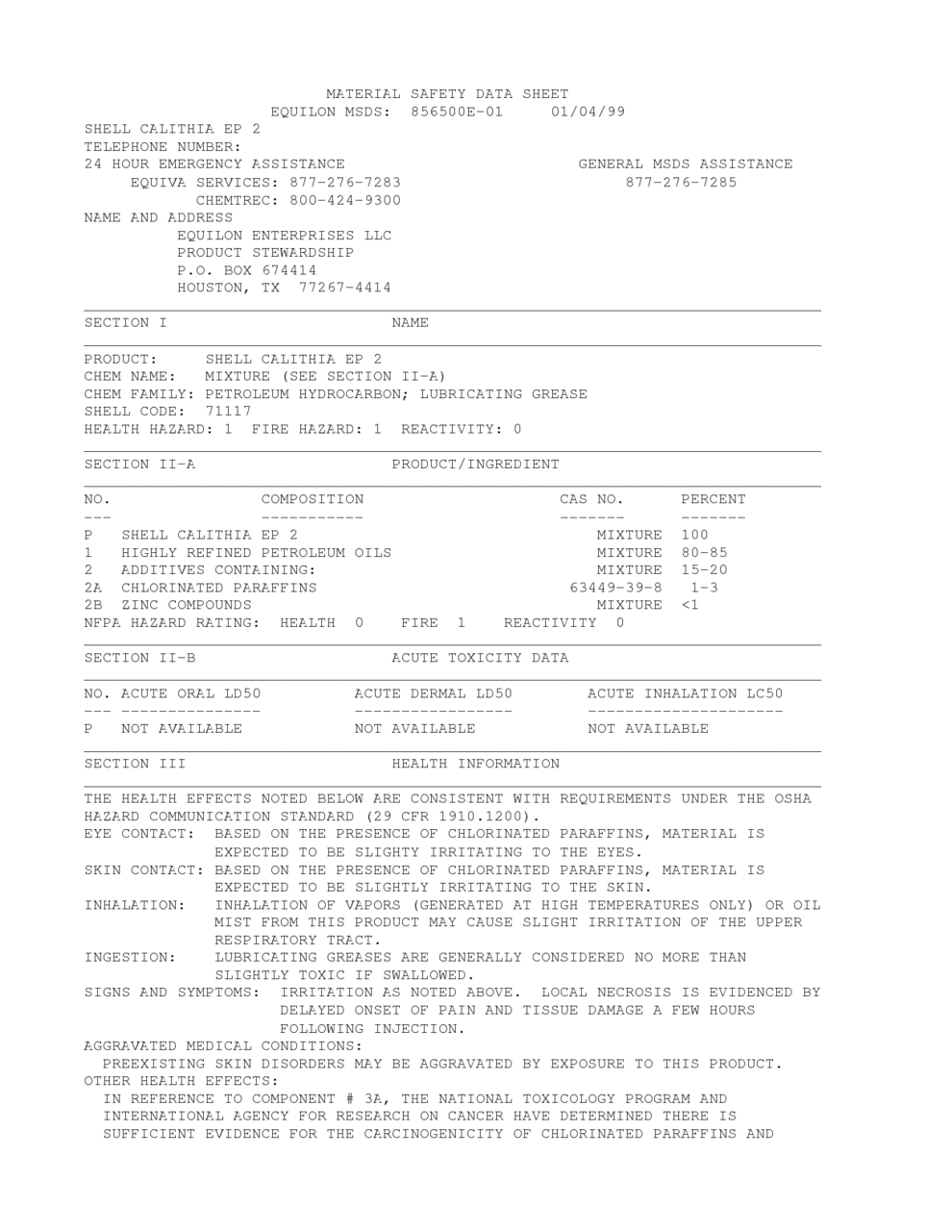 SHELL NERITA 2858 MSDS Download